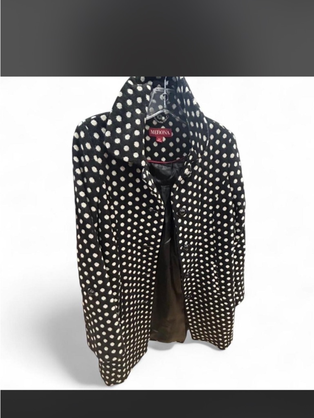 Merona Black Pea Coat with White Polka Dots